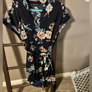 SHEIN blue flora dress size large
